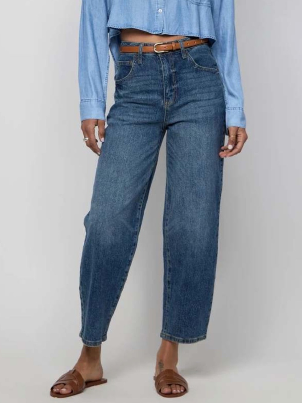 NWT Oliver Logan Harlow Barrel-Leg Cropped Jeans Size 32